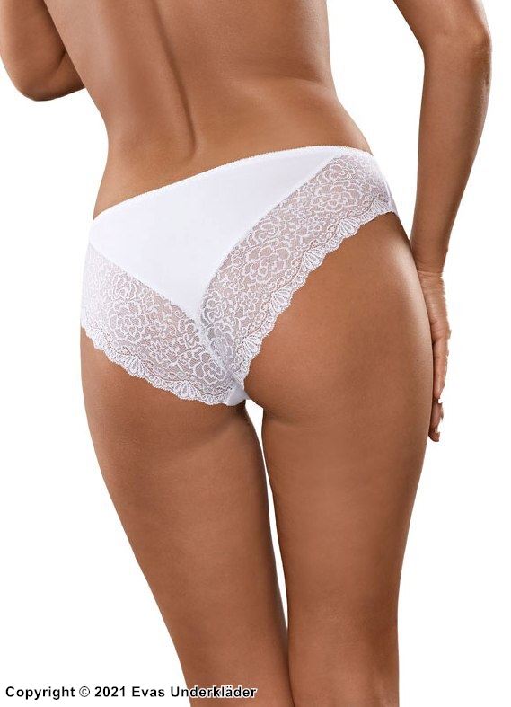 Beautiful panties, high quality cotton, lace inlay, plain front, flowers